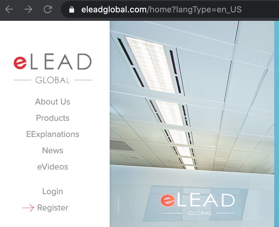 eLead website registration