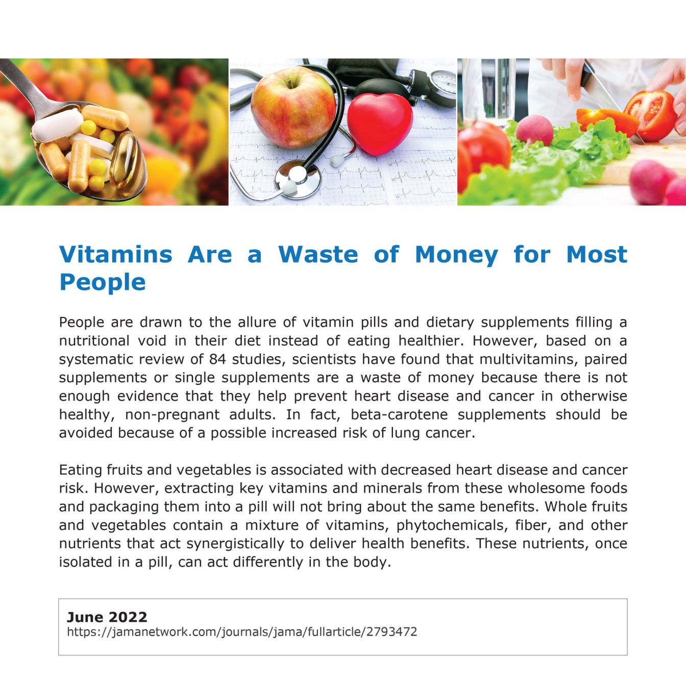 Vitamin are a waste of money for most people