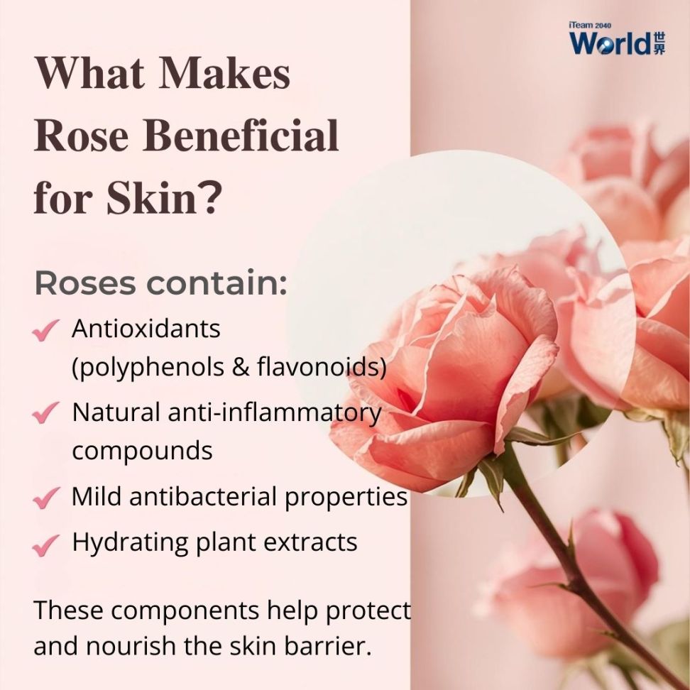What makes rose beneficial for skin